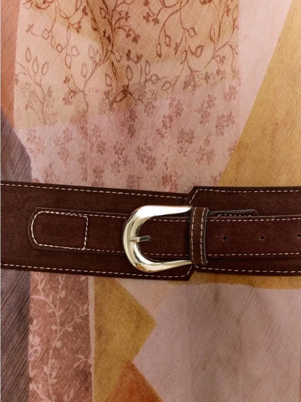 Zara Long-Sleeve Cowl-Neck Mini Dress in Pink, Brown, Tan, Cream - Picture 2 of 4